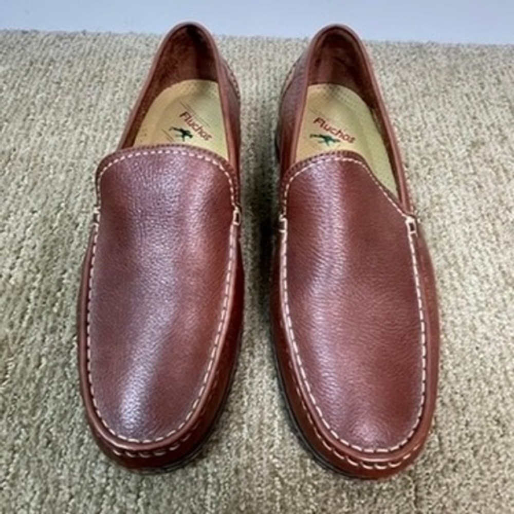 Fluchos Leather Loafers Mens 44 Brown Excellent Spanish Slip On Casual Shoes